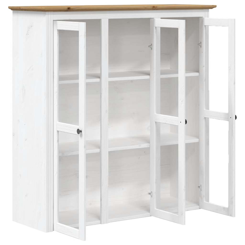 skænk BODO 115,5x43x200,5 cm massivt fyrretræ hvid og brun