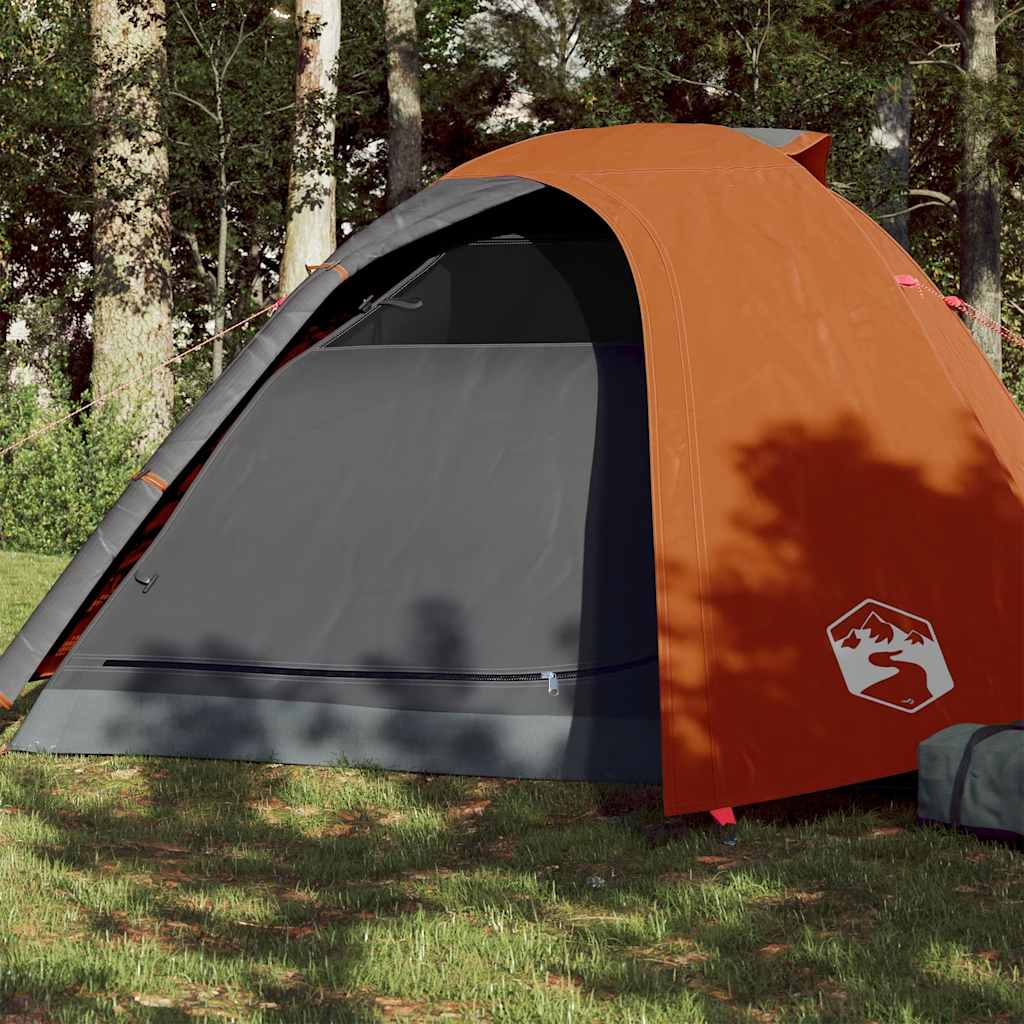 4-personers campingtelt vandtæt grå og orange billede