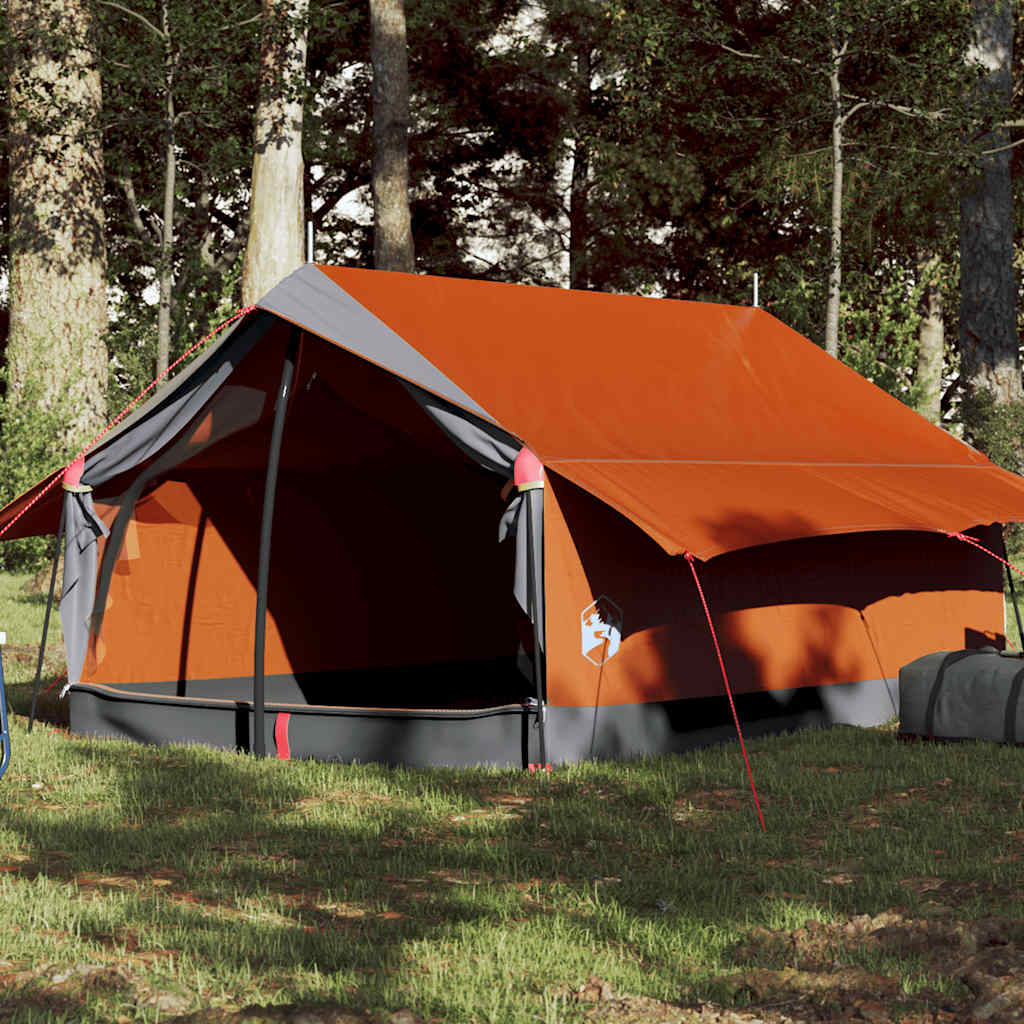 2-personers campingtelt vandtæt grå og orange billede