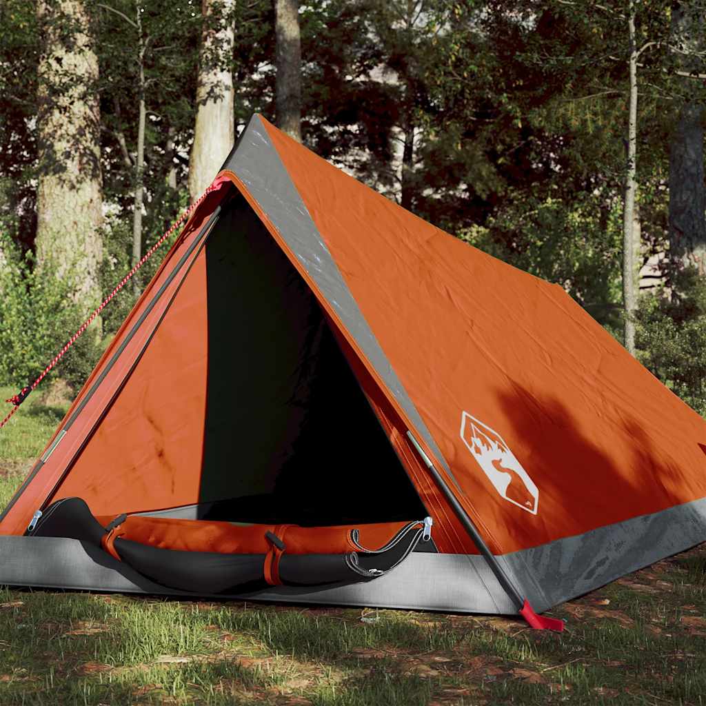 2-personers campingtelt vandtæt grå og orange billede