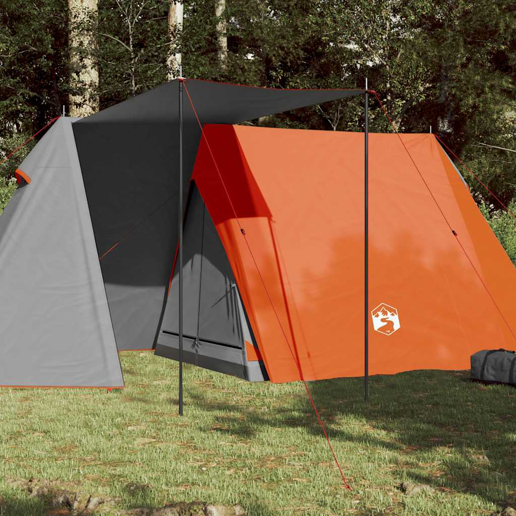 3-personers campingtelt vandtæt grå og orange billede