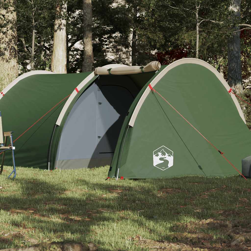 4-personers campingtelt vandtæt grøn billede