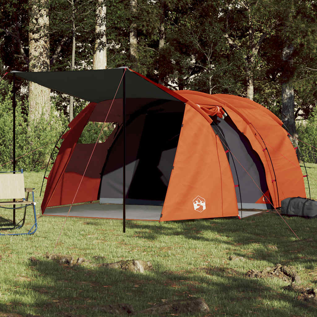 4-personers campingtelt vandtæt grå og orange billede