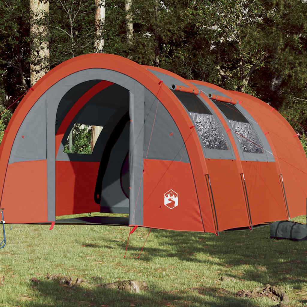 4-personers campingtelt vandtæt grå og orange billede