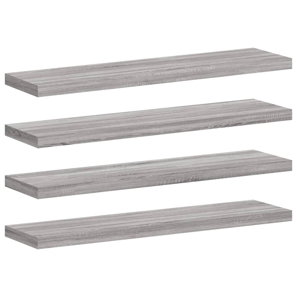 væghylder 4 stk. 40x10x1,5 cm konstrueret træ grå sonoma-eg