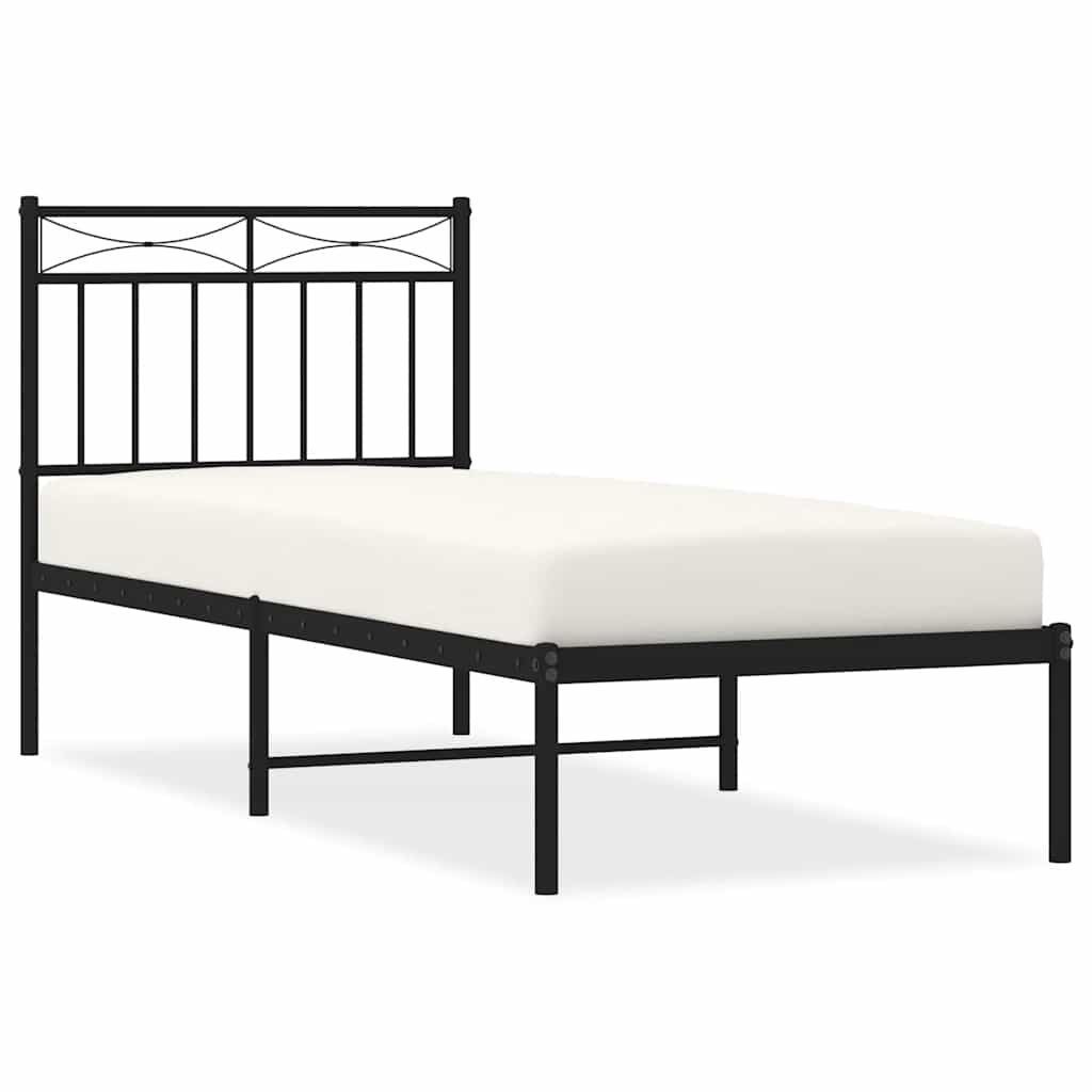 sengeramme med sengegavl 75x190 cm metal sort