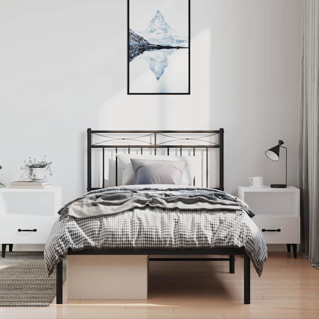 sengeramme med sengegavl 100x200 cm metal sort