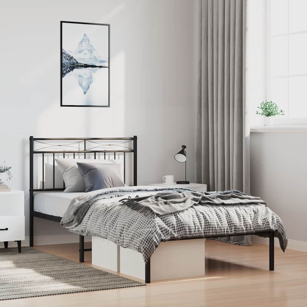sengeramme med sengegavl 100x200 cm metal sort