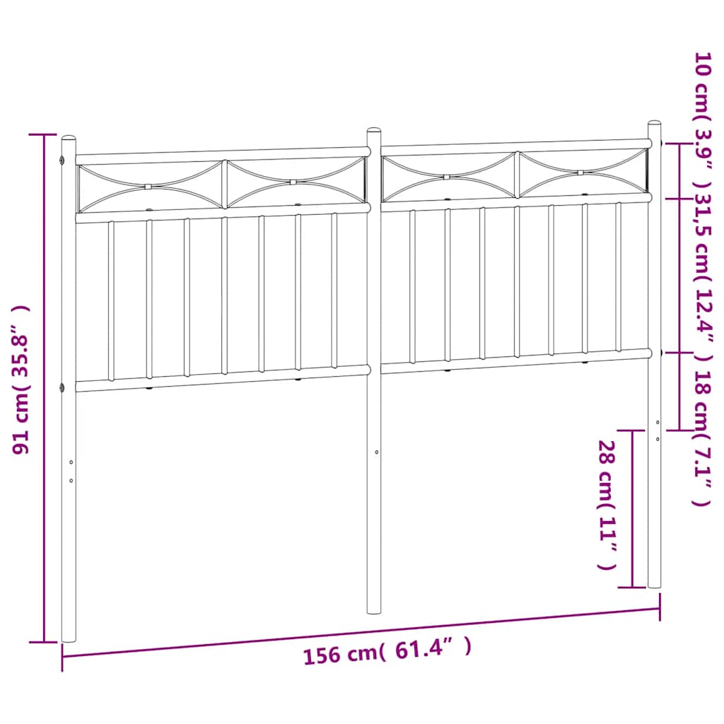 udskiftningsgavl 150 cm metal sort