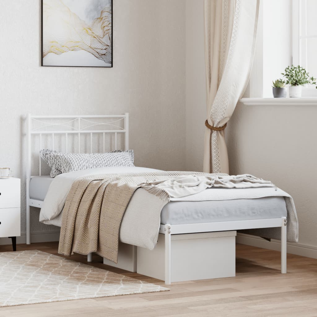 sengeramme uden madras med hovedgærde 75x190 cm hvid