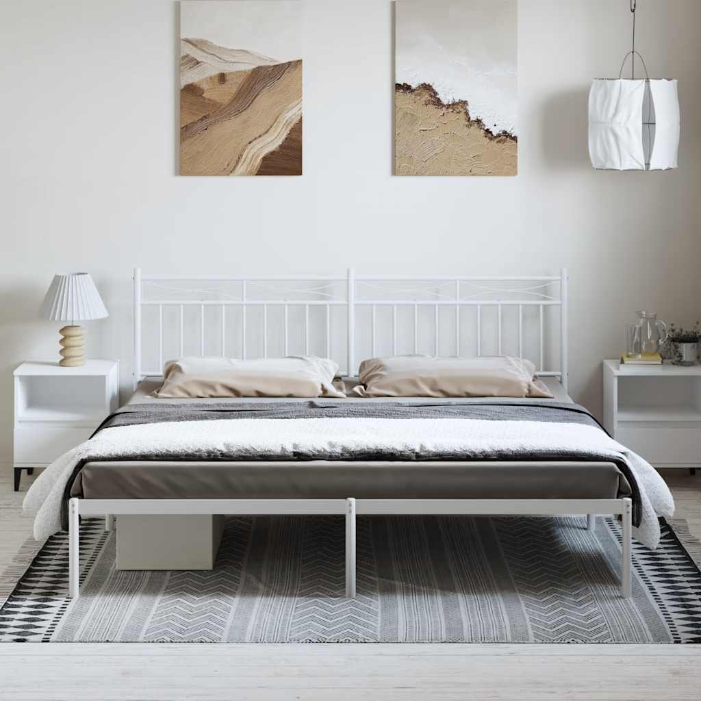 sengeramme med sengegavl 193x203 cm metal hvid