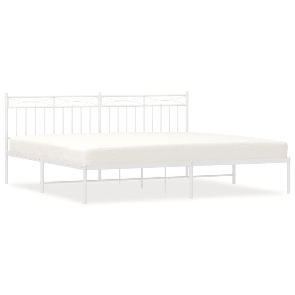 sengeramme med sengegavl 200x200 cm metal hvid