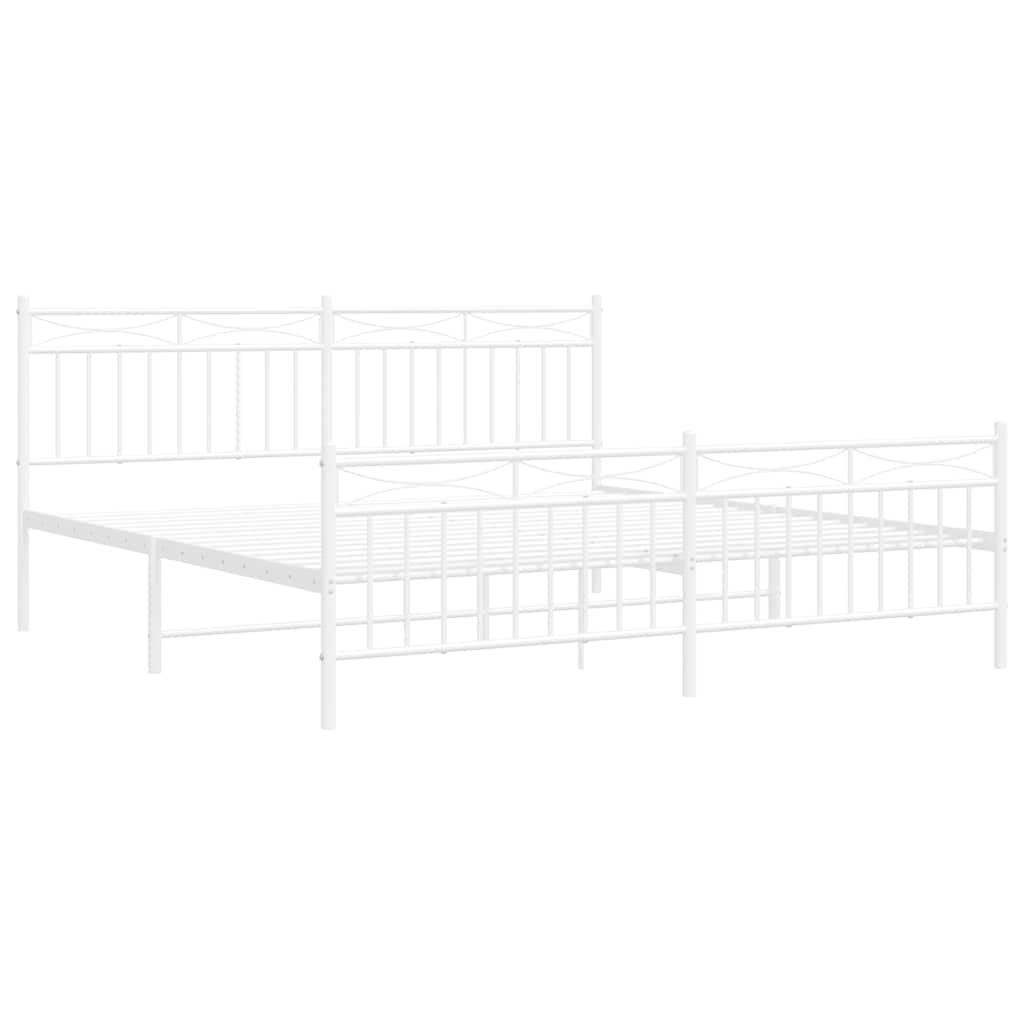 sengeramme med sengegavl og fodgærde 183x213 cm metal hvid
