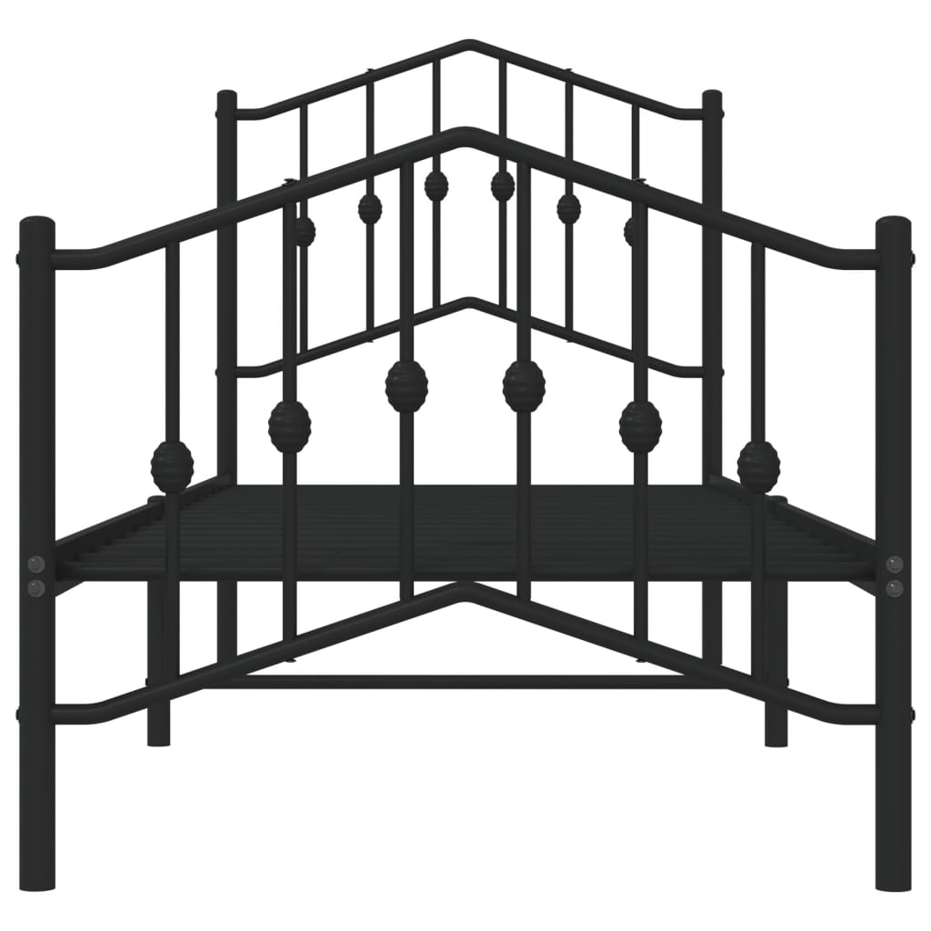 sengeramme med sengegavl og fodgærde 75x190 cm metal sort