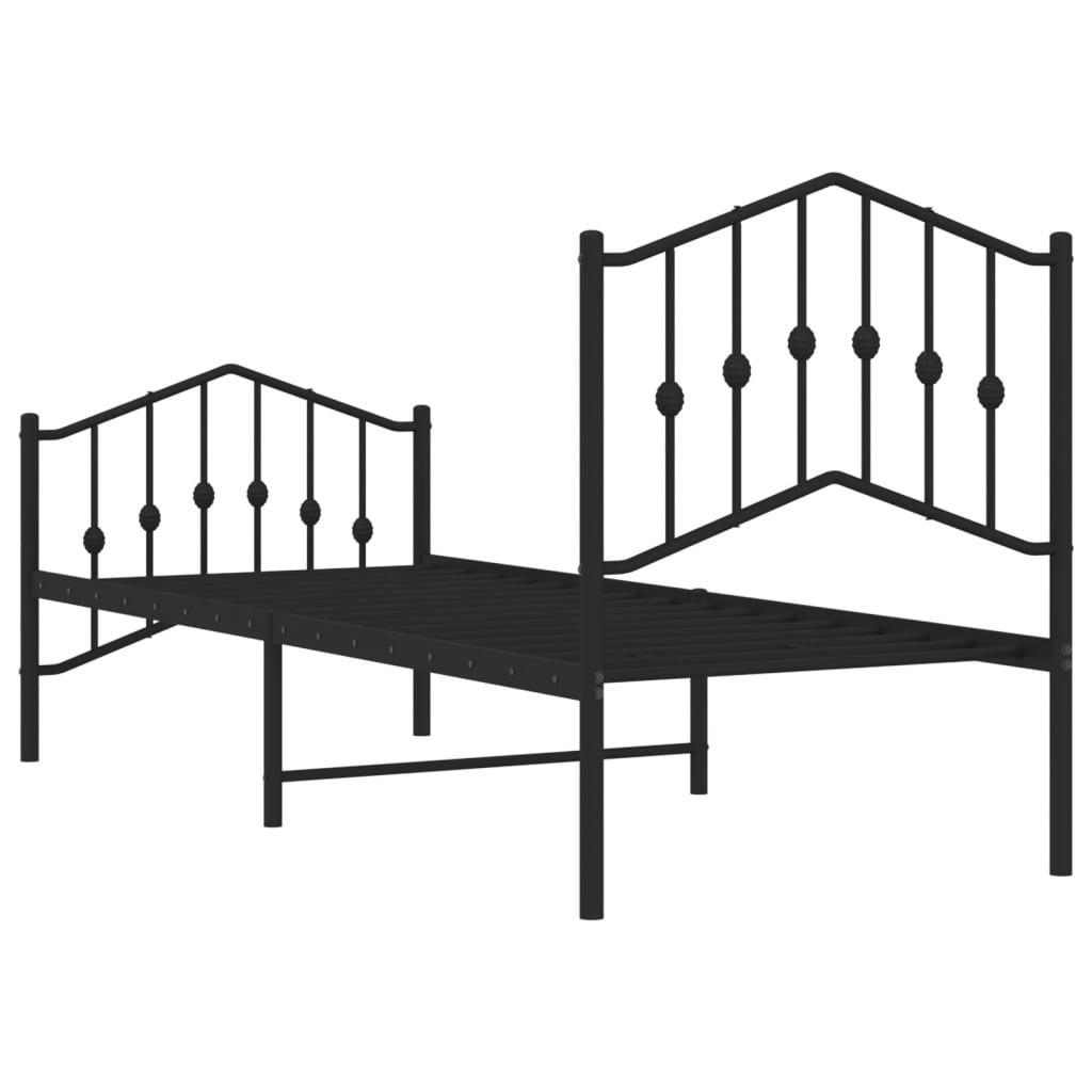 sengeramme med sengegavl og fodgærde 75x190 cm metal sort