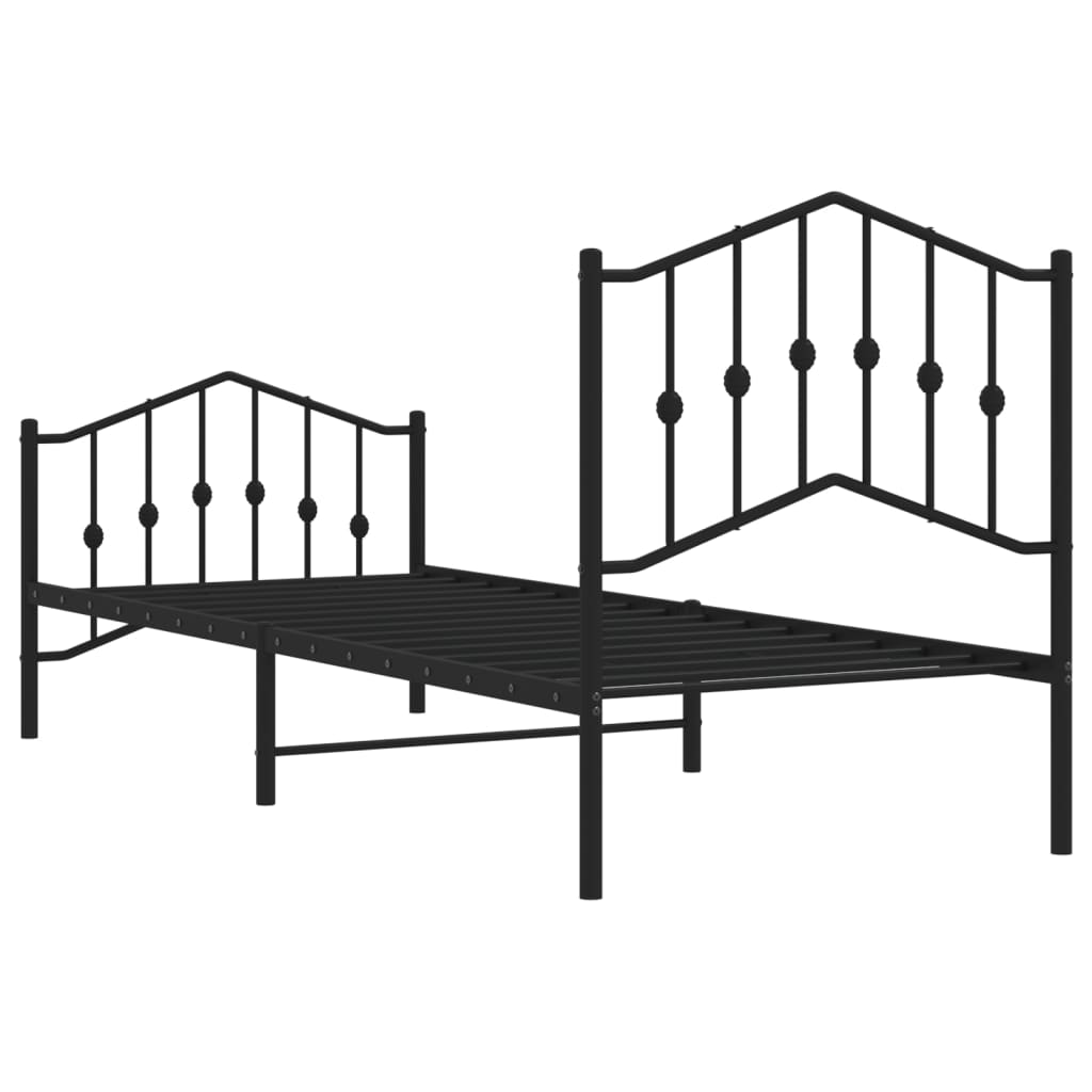 sengeramme med sengegavl og fodgærde 80x200 cm metal sort
