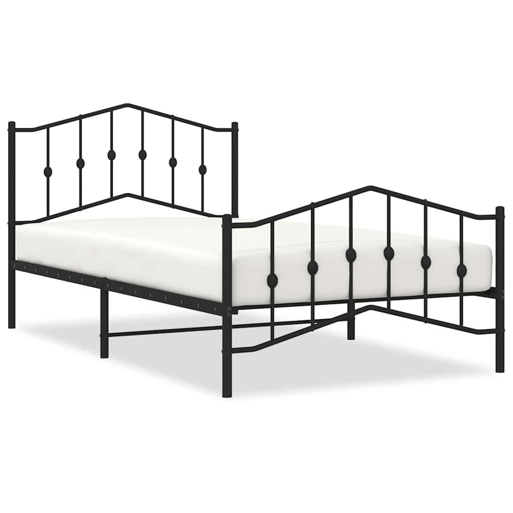 sengeramme med sengegavl og fodgærde 100x200 cm metal sort