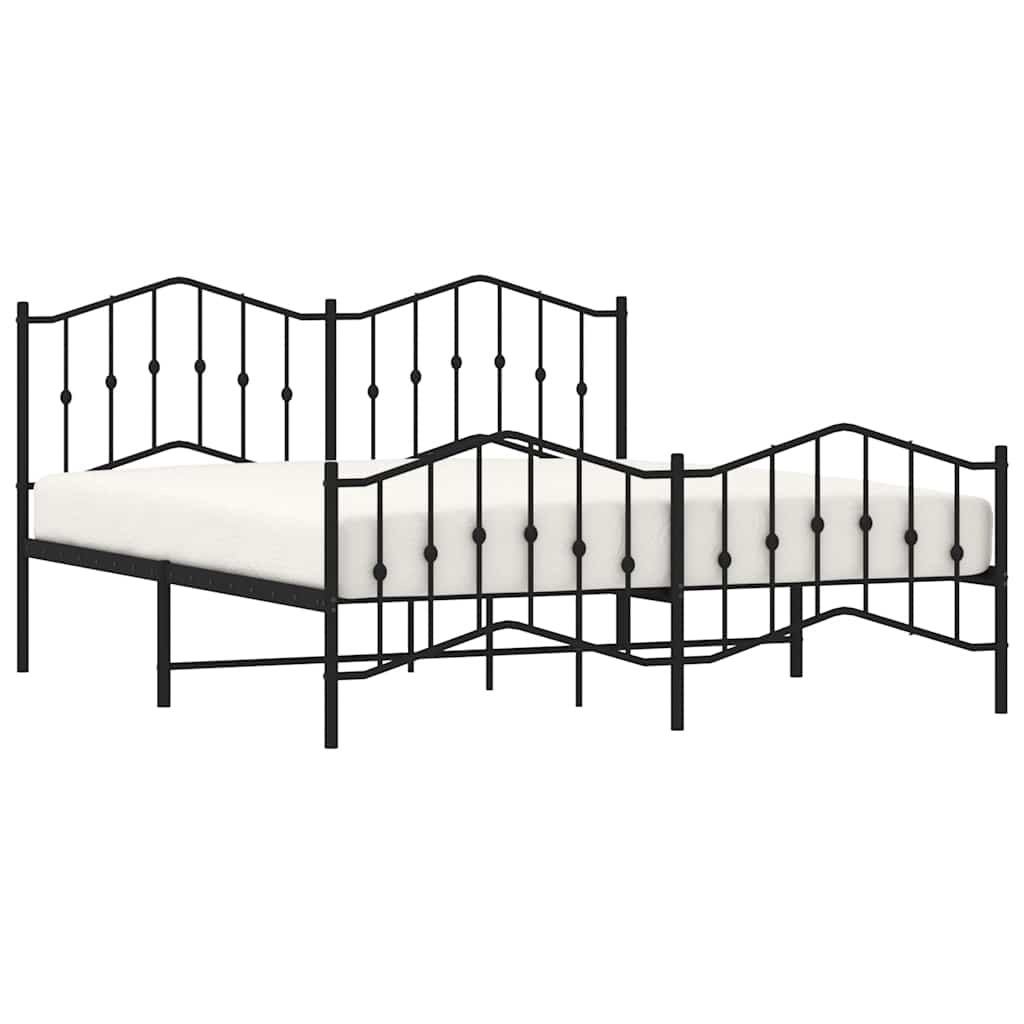 sengeramme med sengegavl og fodgærde 183x213 cm metal sort