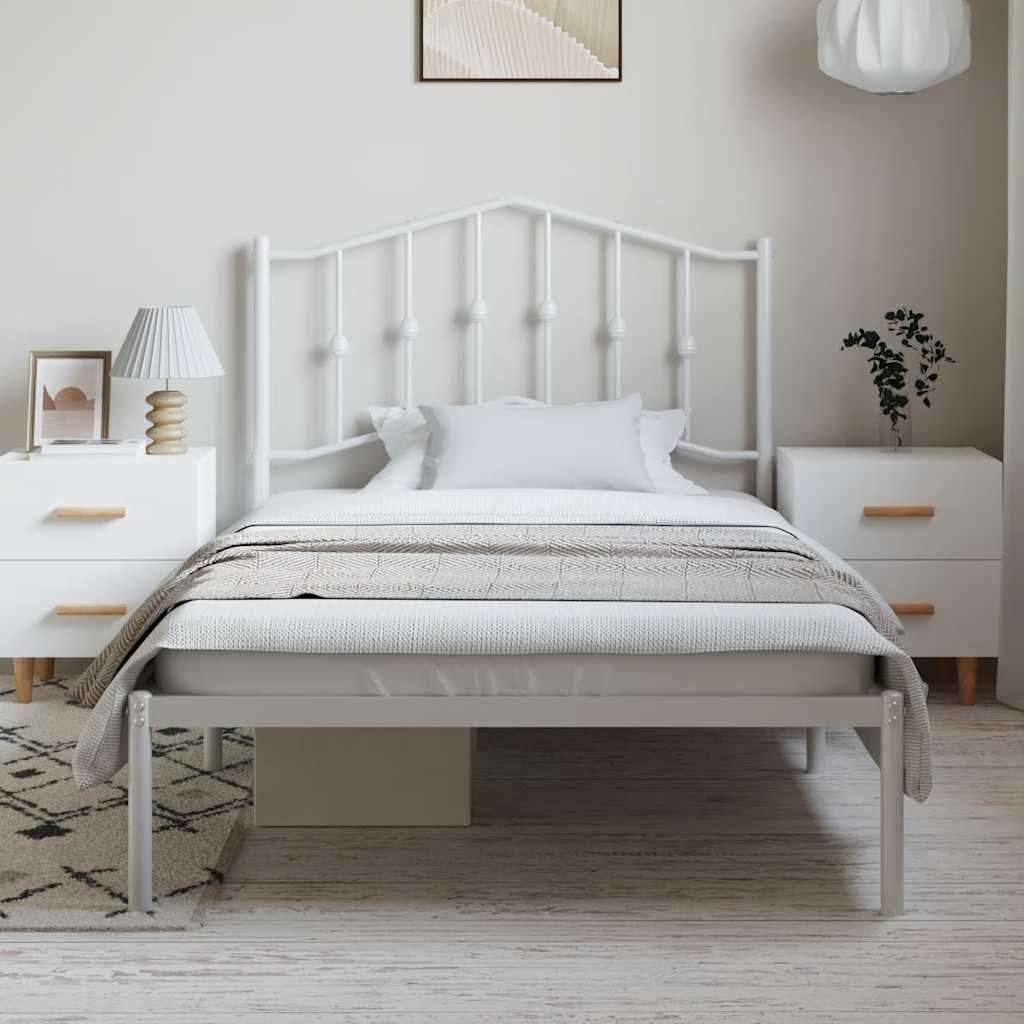 sengeramme med sengegavl 100x190 cm metal hvid