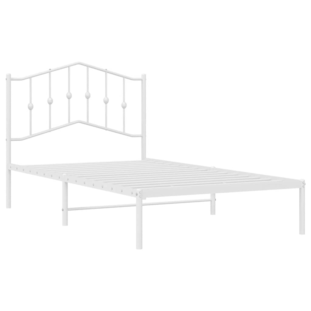 sengeramme med sengegavl 100x190 cm metal hvid