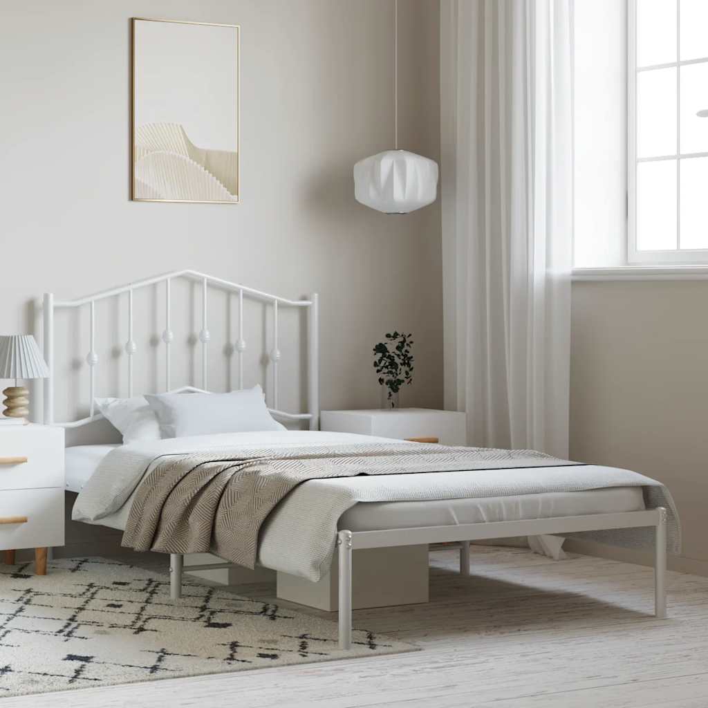 sengeramme med sengegavl 100x190 cm metal hvid