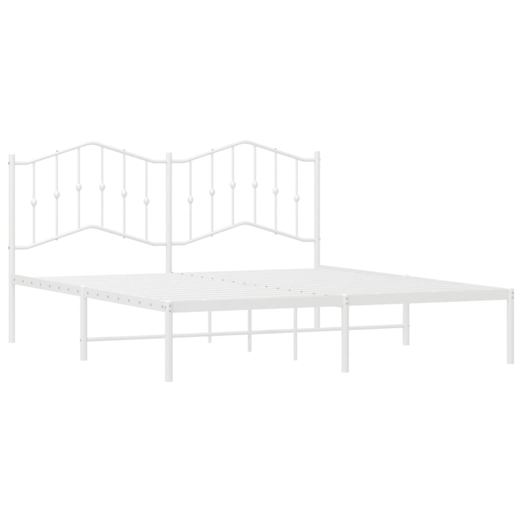 sengeramme med sengegavl 160x200 cm metal hvid