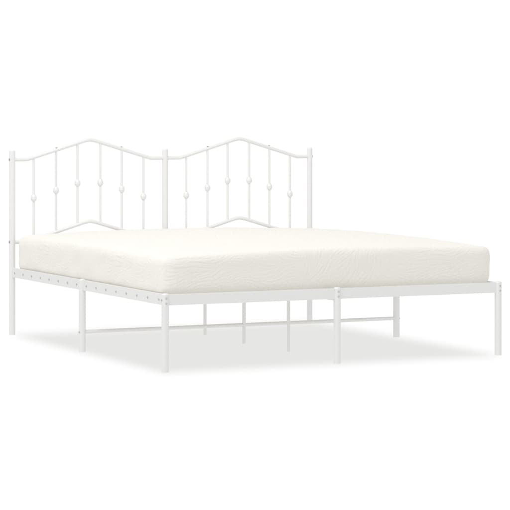 sengeramme med sengegavl 183x213 cm metal hvid
