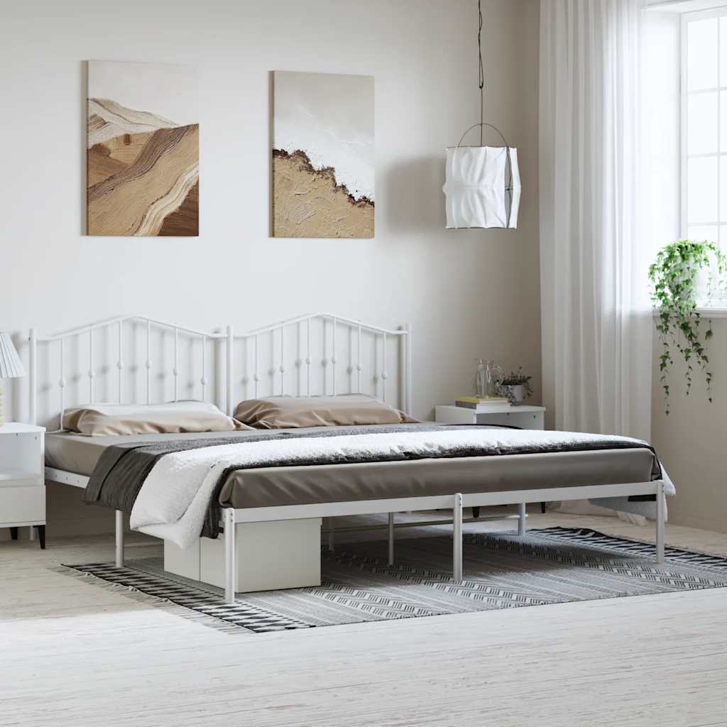 sengeramme med sengegavl 183x213 cm metal hvid