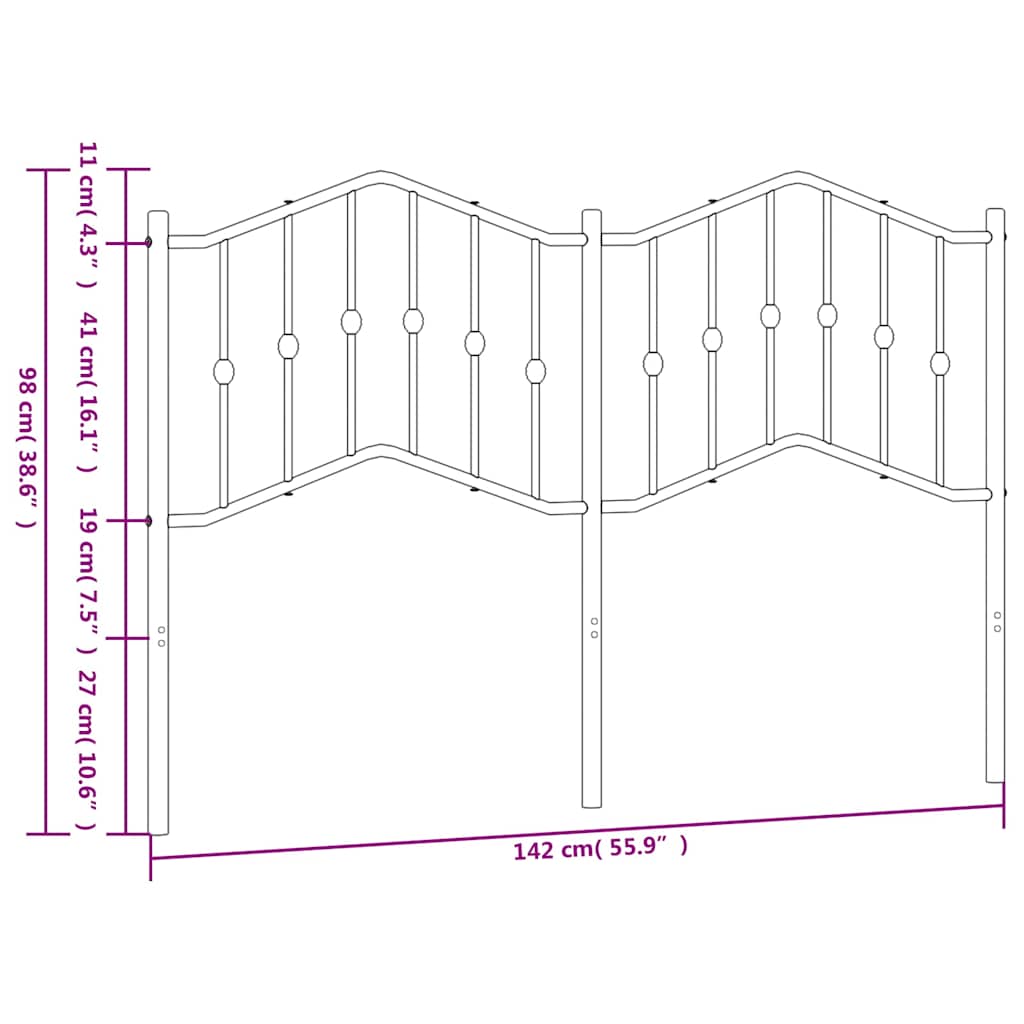 udskiftningsgavl 135 cm metal hvid