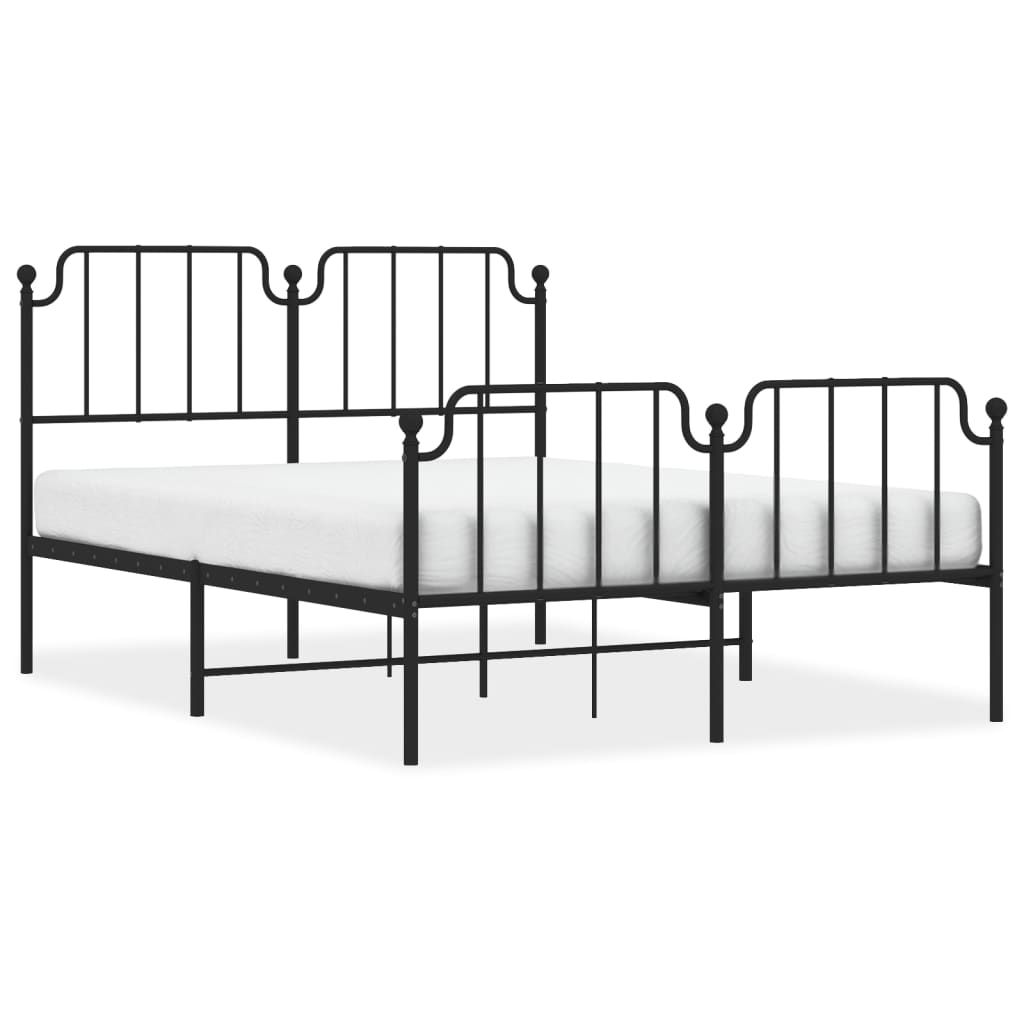 sengeramme med sengegavl og fodgærde 140x190 cm metal sort