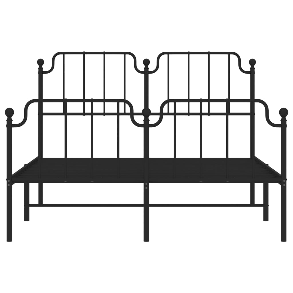 sengeramme med sengegavl og fodgærde 140x190 cm metal sort