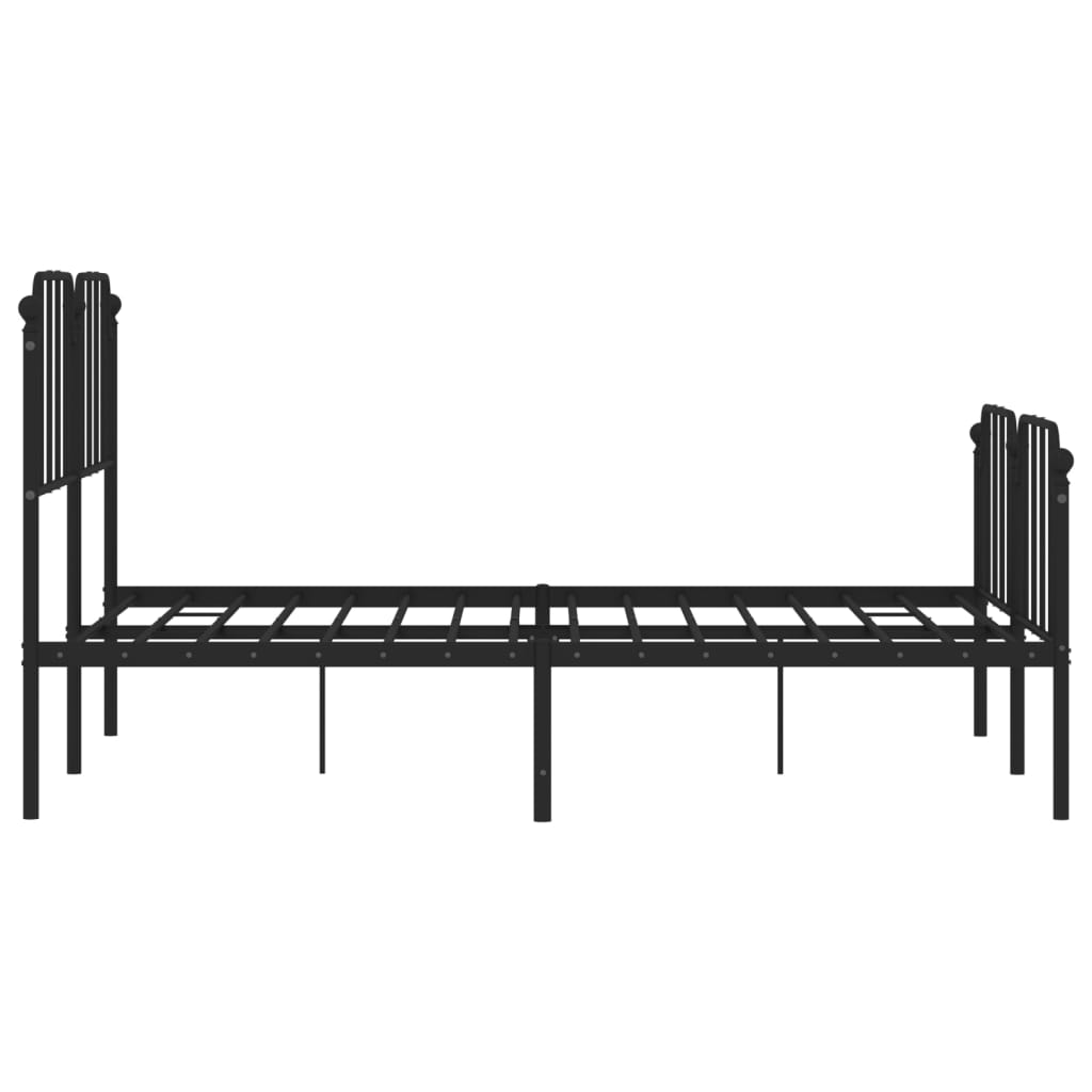 sengeramme med sengegavl og fodgærde 140x190 cm metal sort