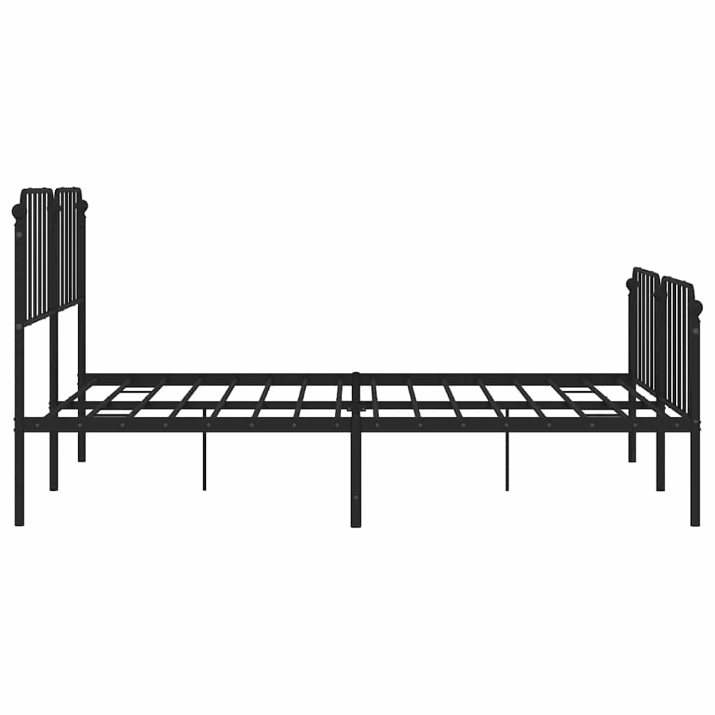 sengeramme med sengegavl og fodgærde 183x213 cm metal sort