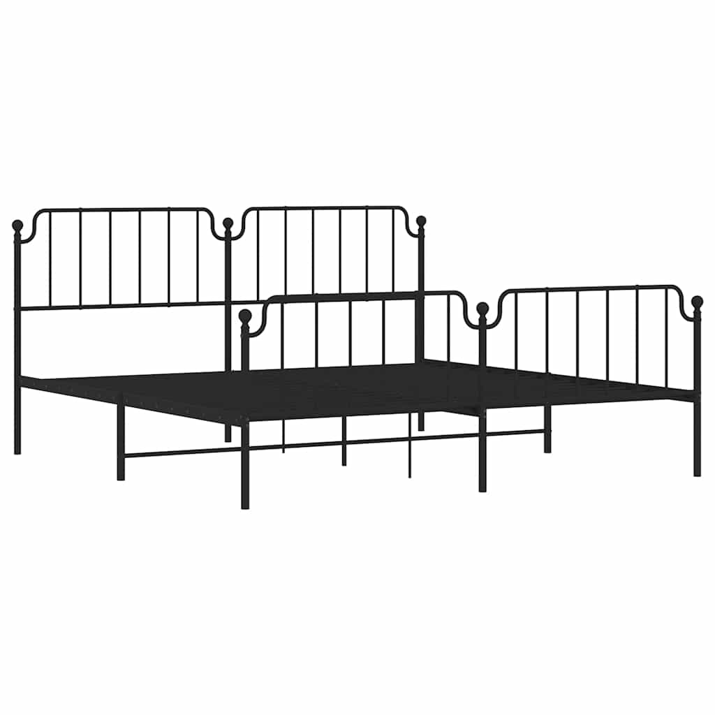 sengeramme med sengegavl og fodgærde 193x203 cm metal sort