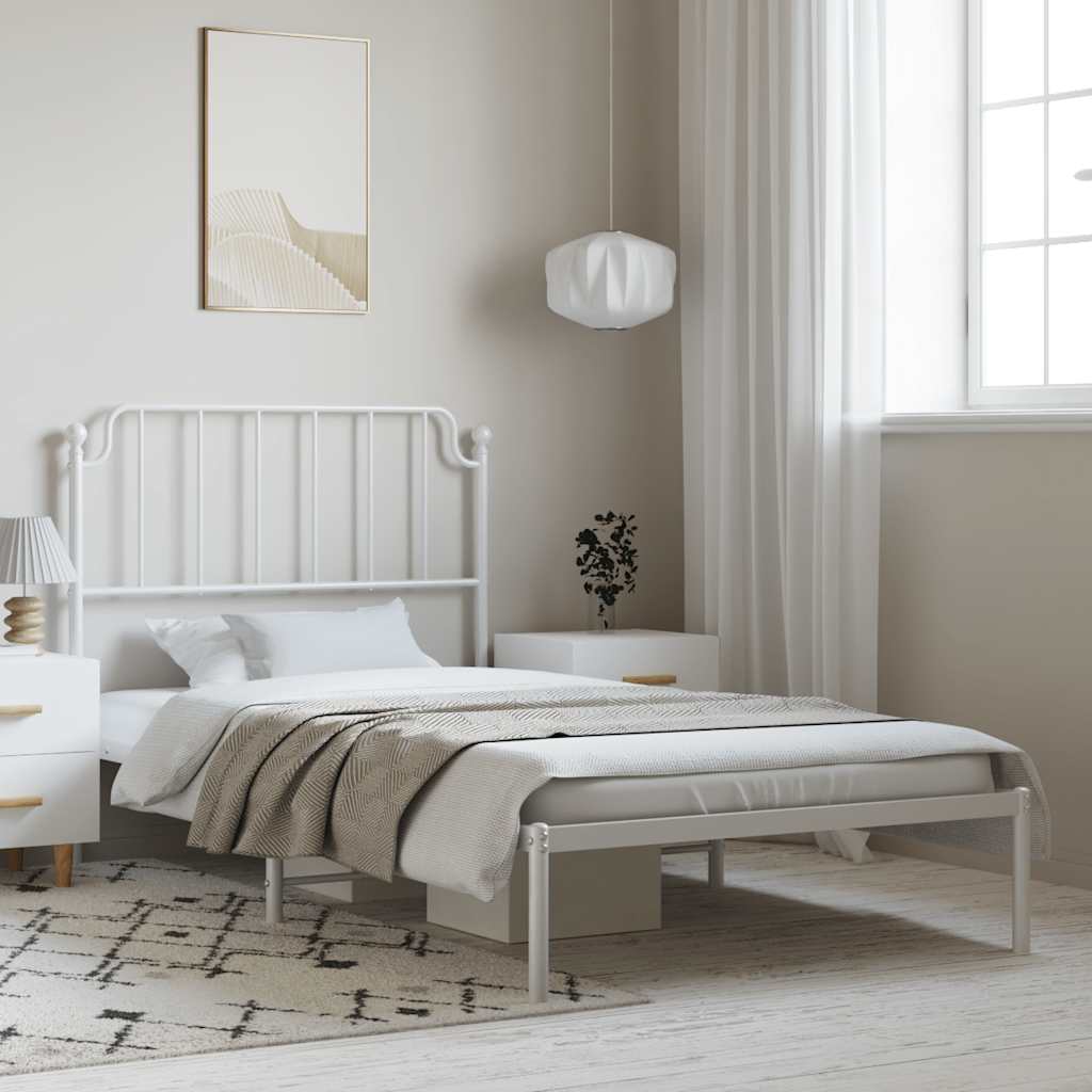 sengeramme med sengegavl 100x200 cm metal hvid