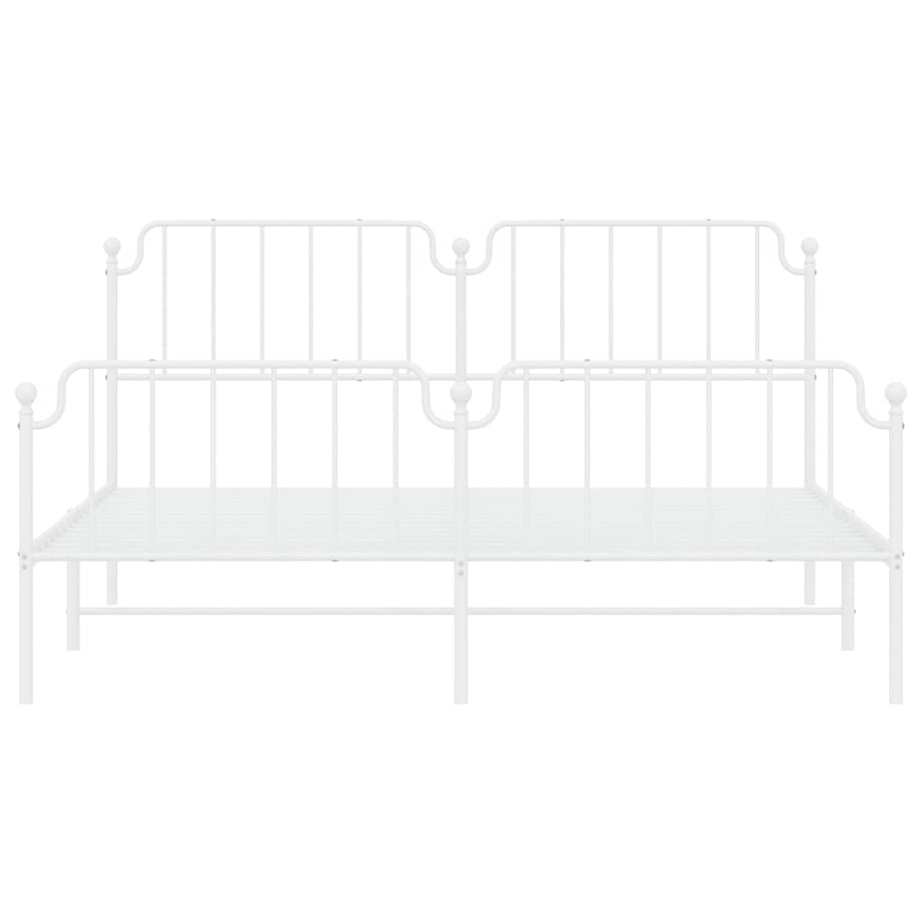 sengeramme med sengegavl og fodgærde 183x213 cm metal hvid