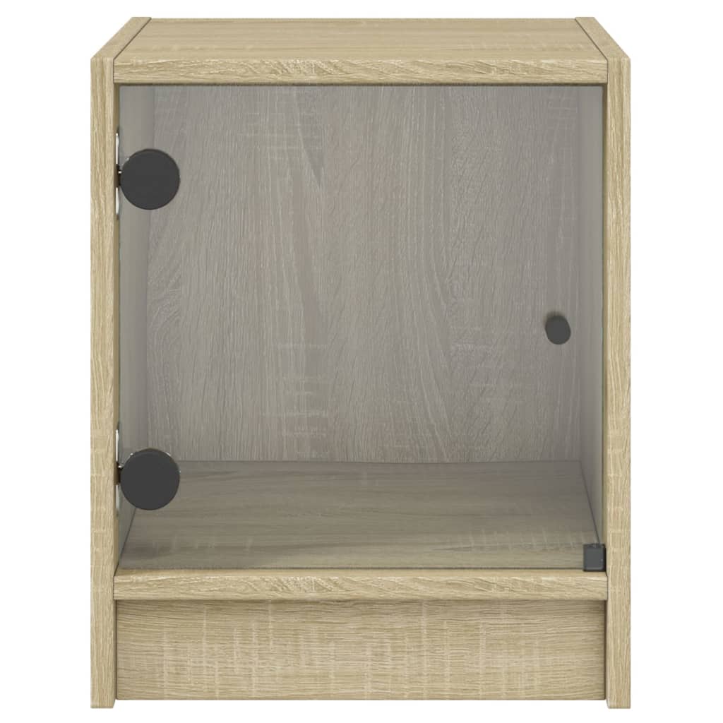 sengeborde med glaslåger 2 stk. 35x37x42 cm grå sonoma-eg
