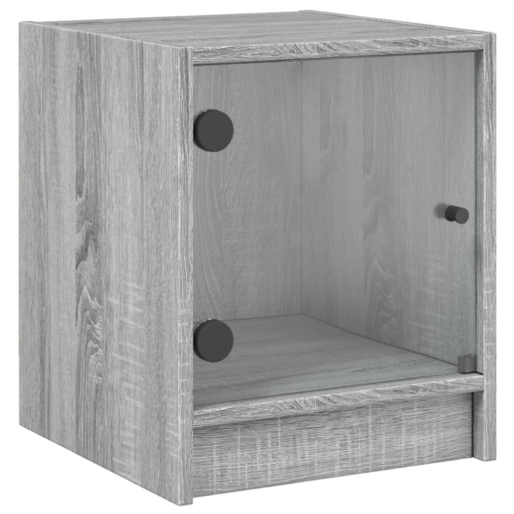 sengebord med glaslåger 35x37x42 cm grå sonoma-eg