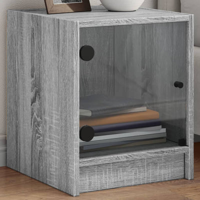 sengeborde med glaslåger 2 stk. 35x37x42 cm grå sonoma-eg