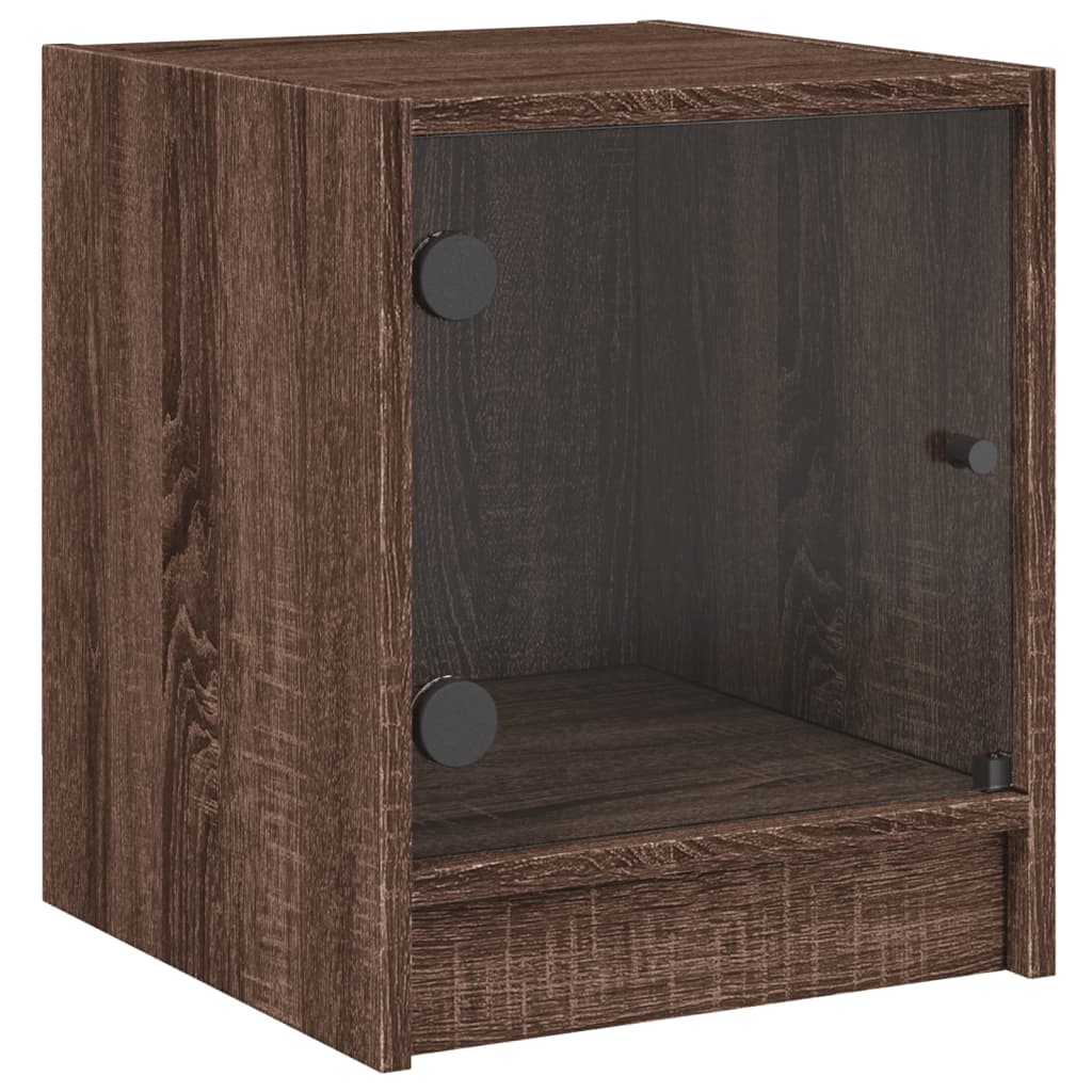 sengebord med glaslåger 35x37x42 cm brun egetræ