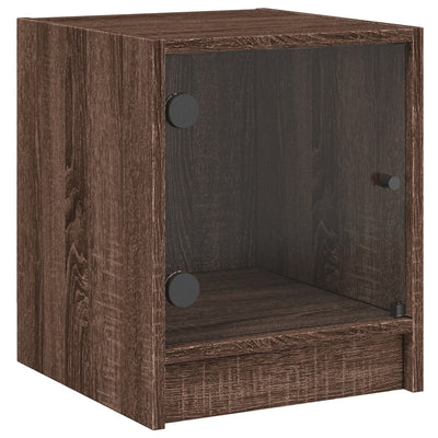 sengebord med glaslåger 35x37x42 cm brun egetræ