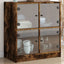 skab med glaslåger 68x37x75,5 cm røget egetræsfarve