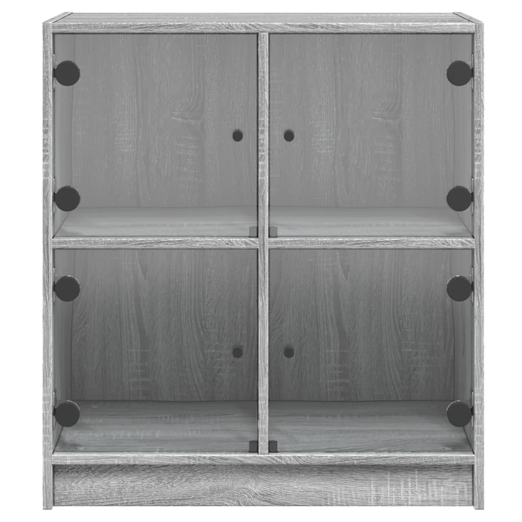 skab med glaslåger 68x37x75,5 cm grå sonoma-eg