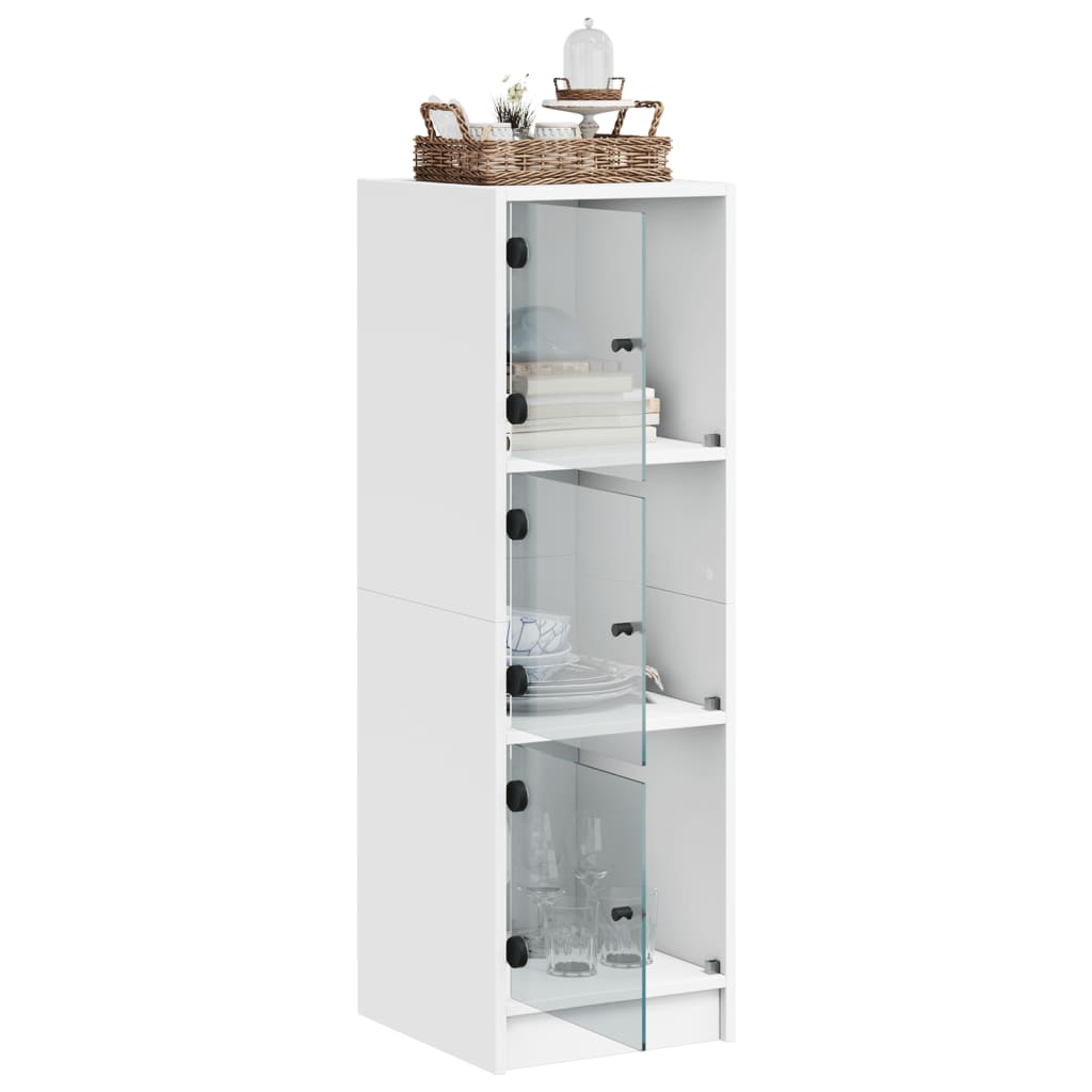 skab med glaslåger 35x37x109 cm hvid