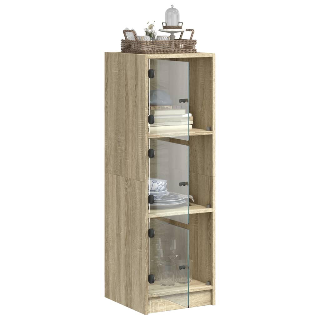 skab med glaslåger 35x37x109 cm sonoma-eg
