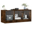 skab med glaslåger 102x37x42 cm røget egetræsfarve