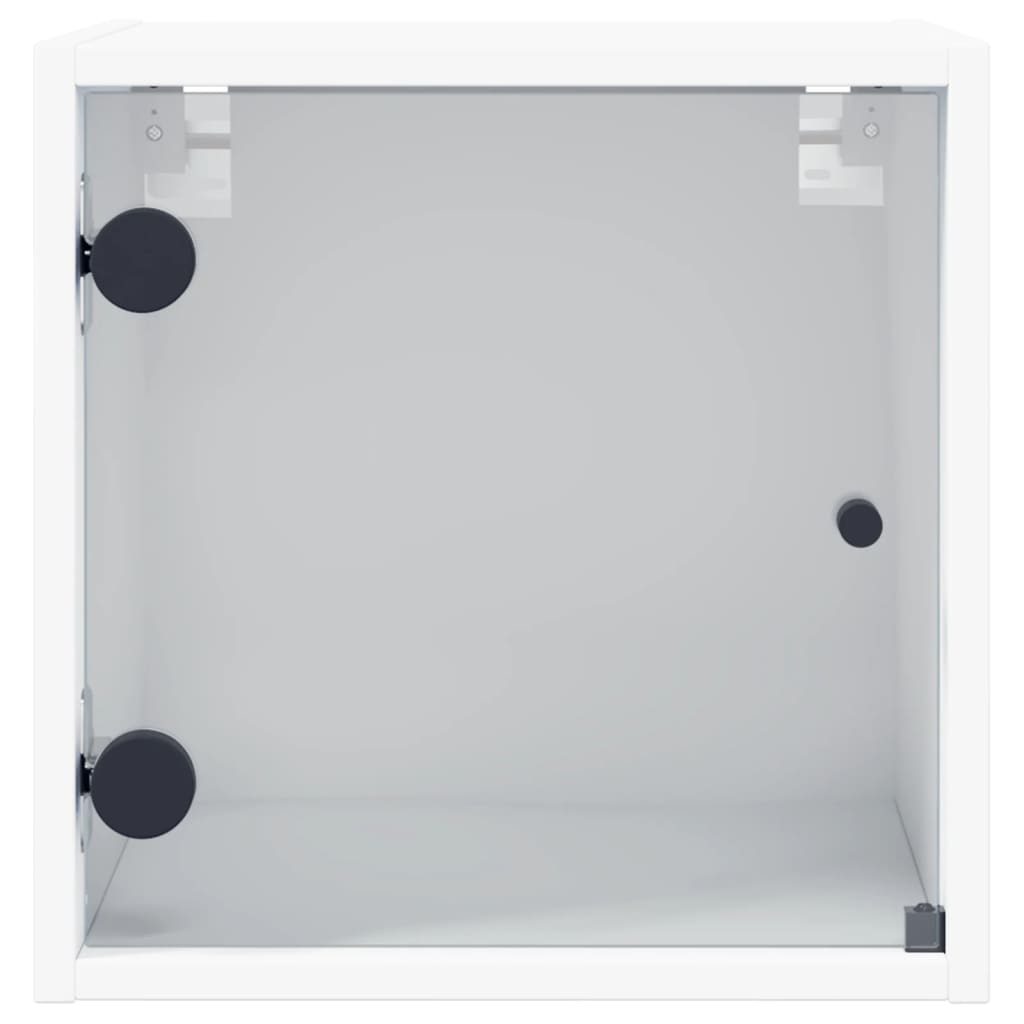 sengebord med glaslåger 35x37x35 cm hvid
