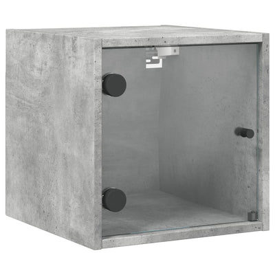 sengebord med glaslåger 35x37x35 cm betongrå