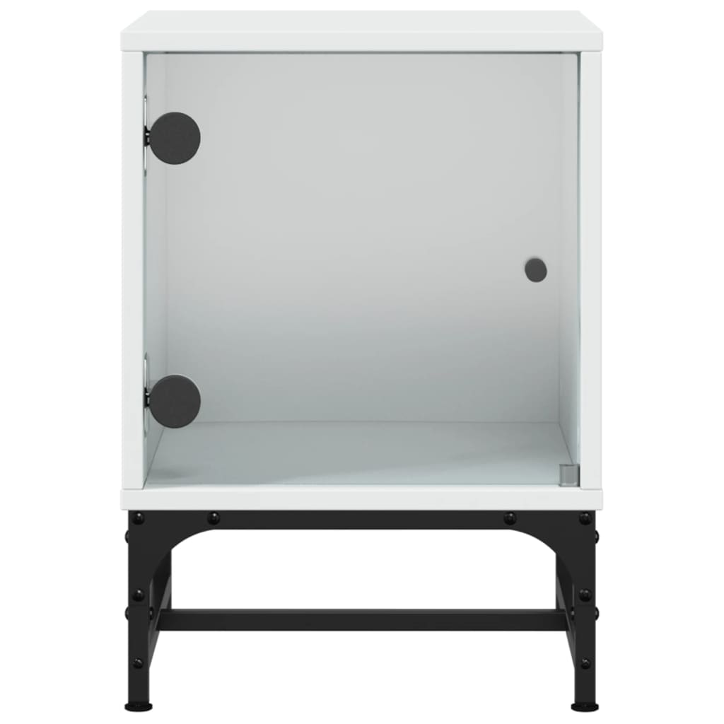 sengebord med glaslåger 35x37x50 cm hvid