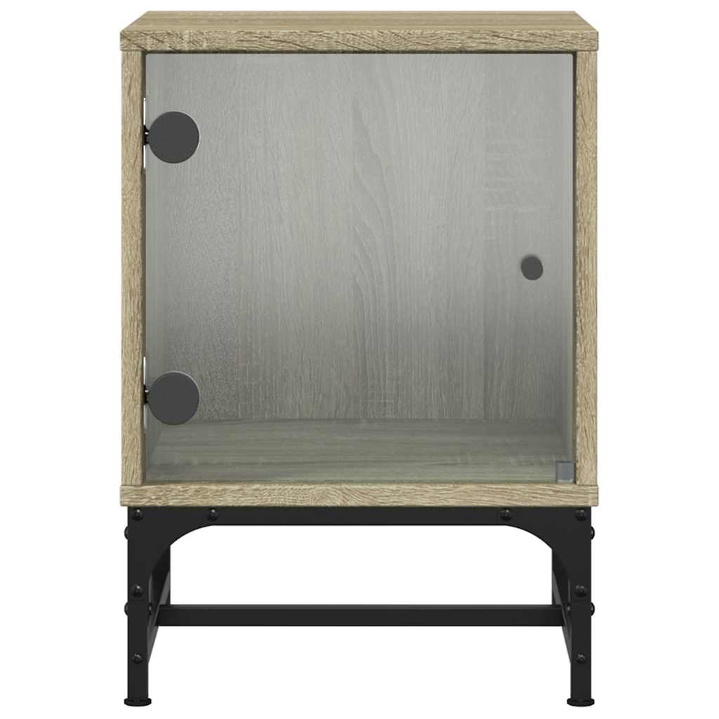 sengeborde med glaslåger 2 stk. 35x37x50 cm grå sonoma-eg